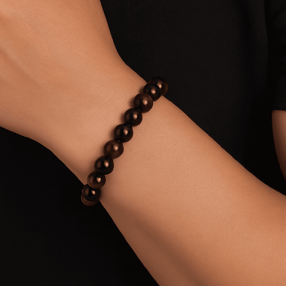 THE MEN THING Bead Bracelet SENDAN - 12mm Beads Bracelet with Natural Stone - 7 inch Stretch Bracelet