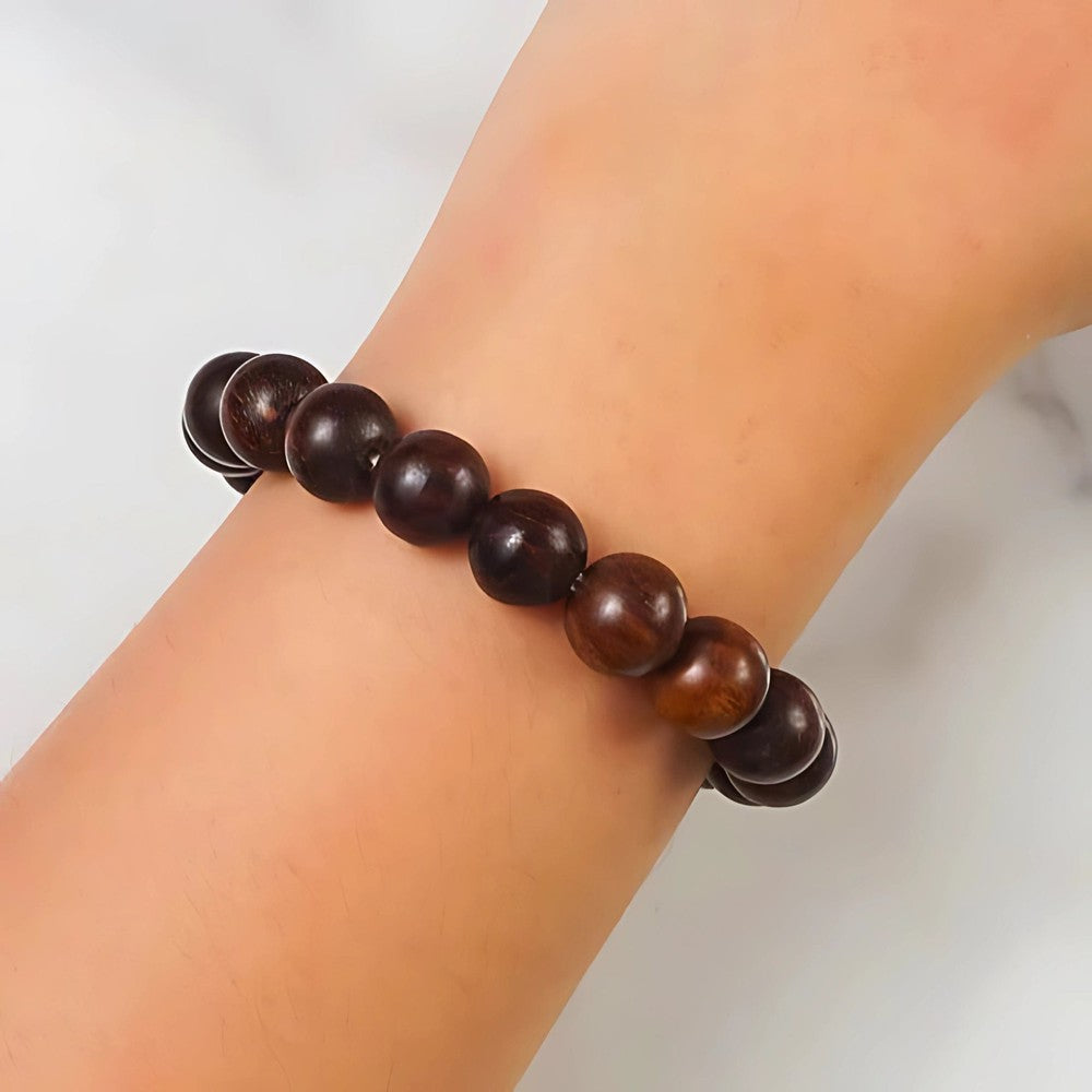 THE MEN THING Bead Bracelet SENDAN - 12mm Beads Bracelet with Natural Stone - 7 inch Stretch Bracelet