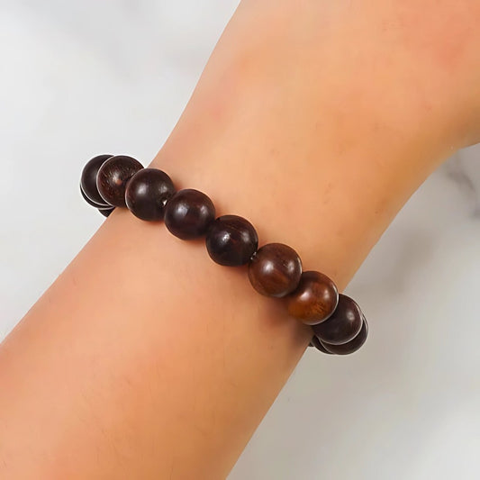 THE MEN THING Bead Bracelet SENDAN - 12mm Beads Bracelet with Natural Stone - 7 inch Stretch Bracelet