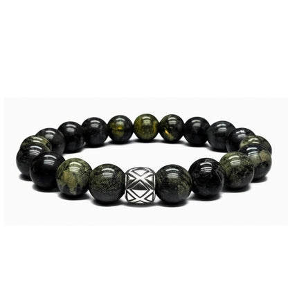 THE MEN THING Bead Bracelet SERPENTINE ASCEND - 12mm Beads Bracelet with Natural Stone - Adjustable Bracelet