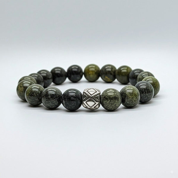 SERPENTINE ASCEND - 12mm Beads Bracelet with Natural Stone - Adjustable Bracelet