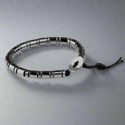 THE MEN THING Bead Bracelet SLEEK ITALY -Black Tone - Steel Bead Bracelet - Stretch Bracelet (8inch)