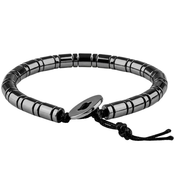 SLEEK ITALY -Black Tone - Steel Bead Bracelet - Stretch Bracelet (8inch)