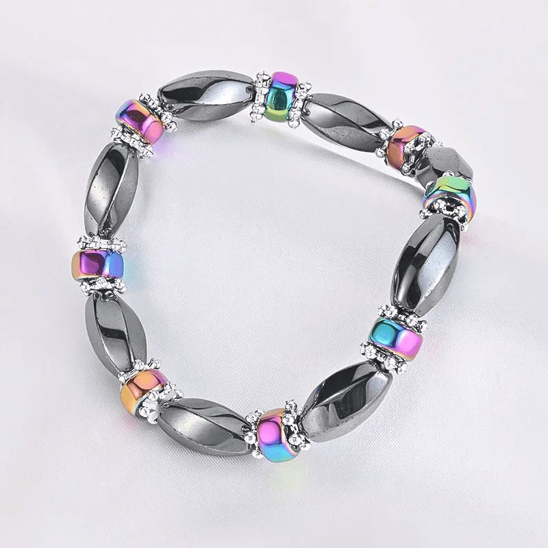 THE MEN THING Bead Bracelet SOLACE BLACK  - Beads Bracelet with Natural Stone - "7" inch Stretch Bracelet for Men & Boys