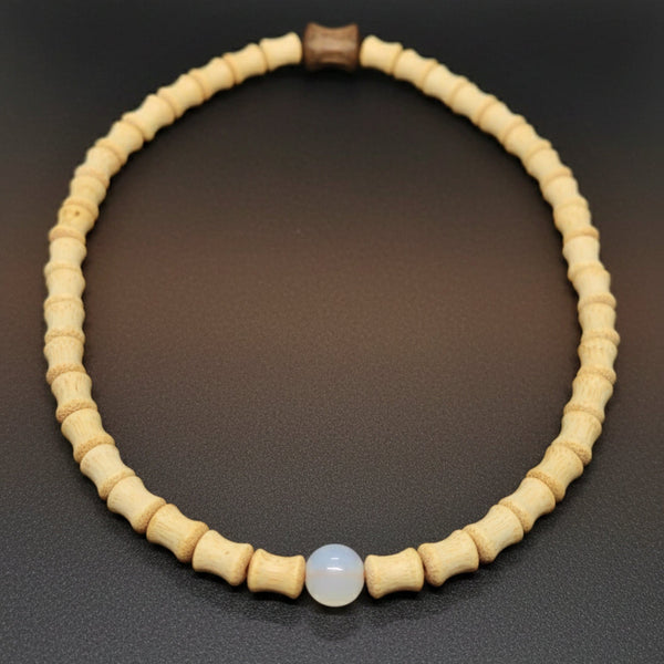 SOLARA BEAD - 7mm Wooden Beads Bracelet with Natural Stone - Adjustable Bracelet