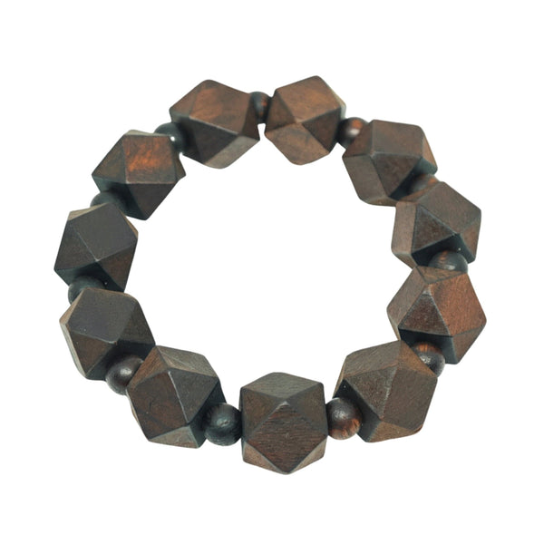 SOLBARK - 16mm Wooden Beads Bracelet with Natural Stone - Adjustable Bracelet