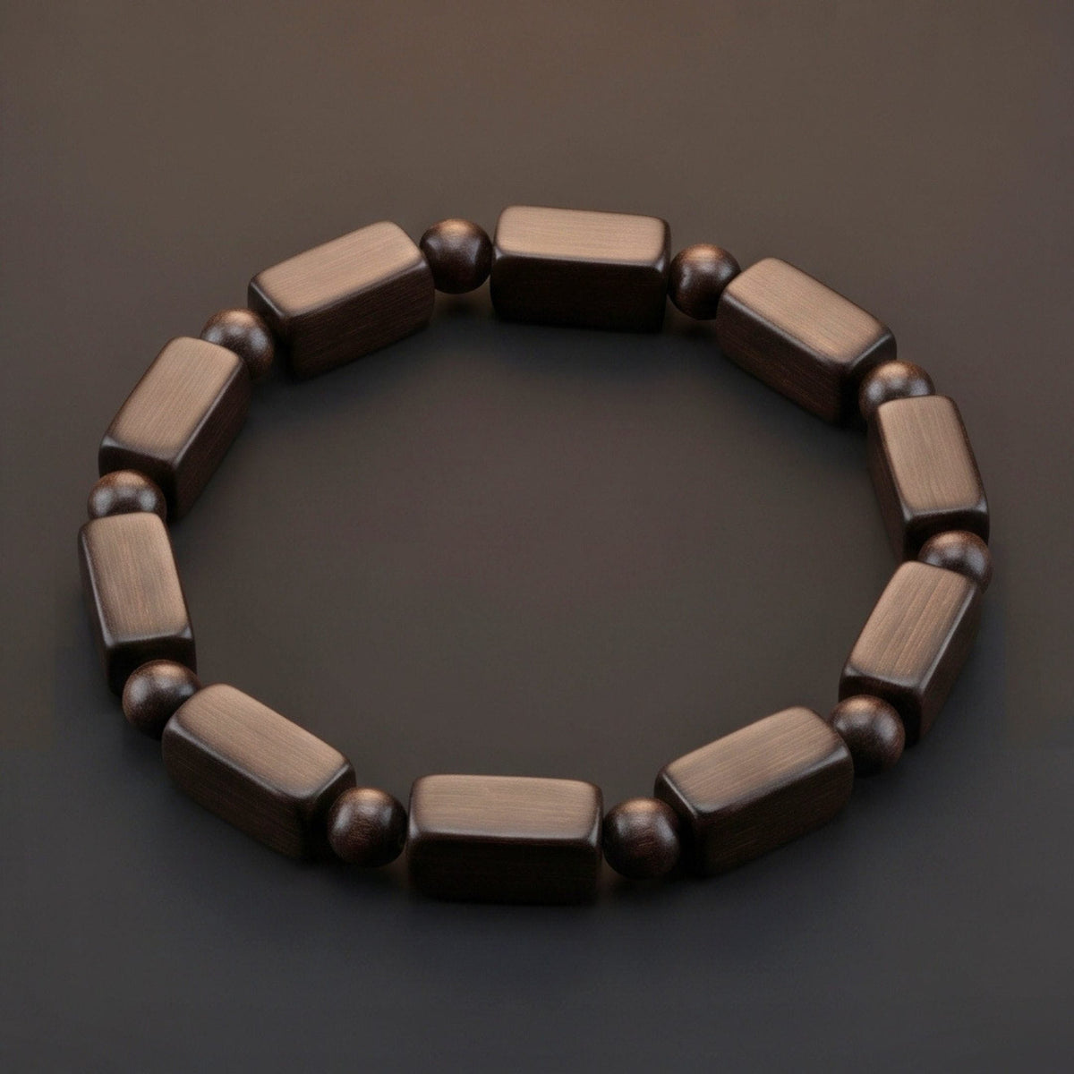 THE MEN THING Bead Bracelet SOLBARK - 8mm Wooden Beads Bracelet with Natural Stone - Adjustable Bracelet