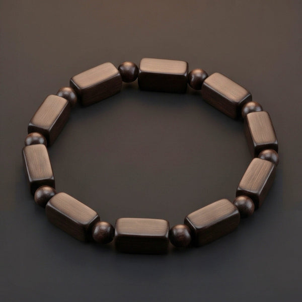 SOLBARK - 8mm Wooden Beads Bracelet with Natural Stone - Adjustable Bracelet