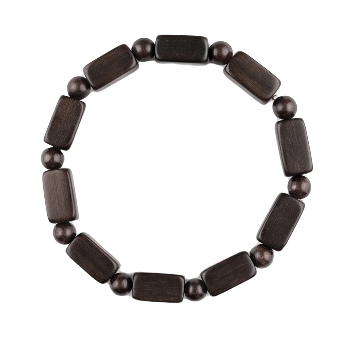 THE MEN THING Bead Bracelet SOLBARK - 8mm Wooden Beads Bracelet with Natural Stone - Adjustable Bracelet
