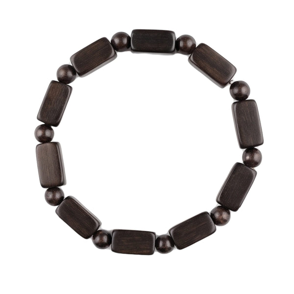 SOLBARK - 8mm Wooden Beads Bracelet with Natural Stone - Adjustable Bracelet