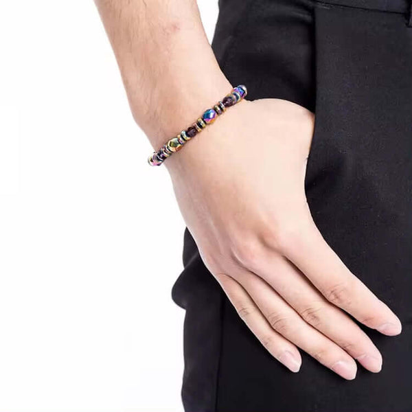 स्पेक्ट्रा मल्टीकलर - प्राकृतिक पत्थर के साथ मोती कंगन - पुरुषों और लड़कों के लिए 