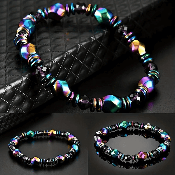 स्पेक्ट्रा मल्टीकलर - प्राकृतिक पत्थर के साथ मोती कंगन - पुरुषों और लड़कों के लिए 