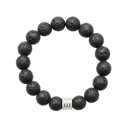 THE MEN THING Bead Bracelet TENEBRIS LAVA - 12mm Beads Bracelet with Natural Stone - Adjustable Bracelet