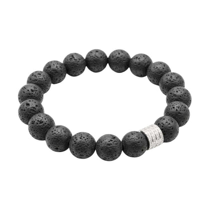 THE MEN THING Bead Bracelet TENEBRIS LAVA - 12mm Beads Bracelet with Natural Stone - Adjustable Bracelet