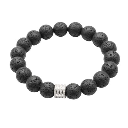 THE MEN THING Bead Bracelet TENEBRIS LAVA - 12mm Beads Bracelet with Natural Stone - Adjustable Bracelet