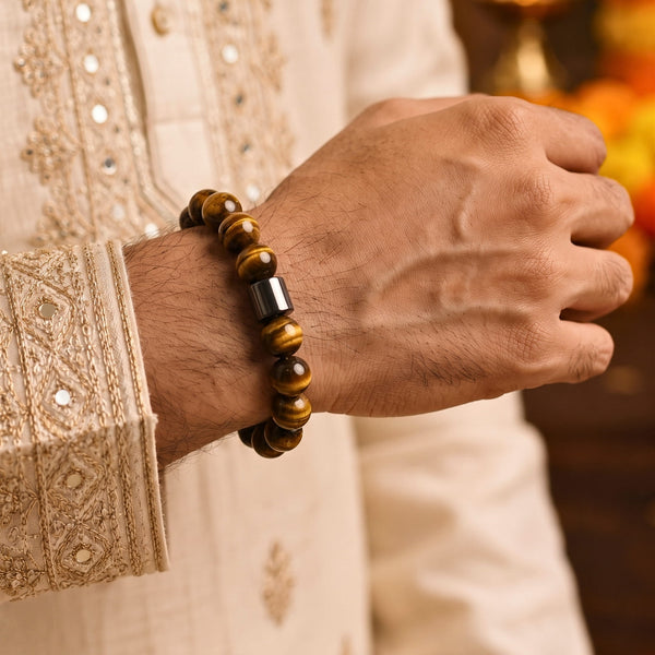 The Perfect Rakhi Gift For Every Brother – AZURITE ATMOSPHERE - Premium Beads Bracelets With Timeless Style (7inch)