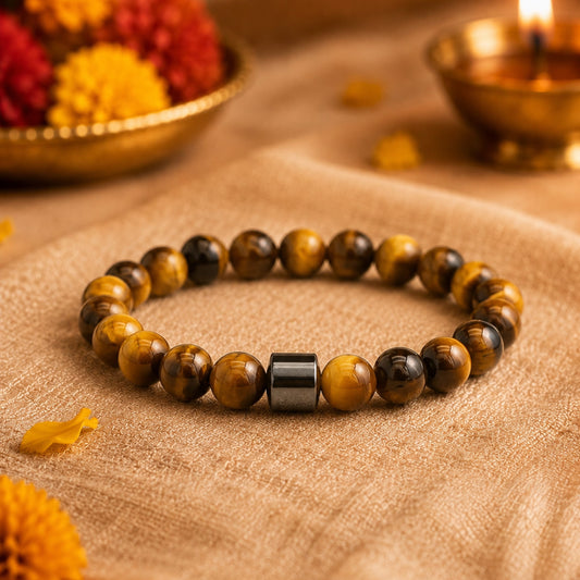 THE MEN THING Bead Bracelet The Perfect Rakhi Gift For Every Brother – AZURITE ATMOSPHERE - Premium Beads Bracelets With Timeless Style (7inch)