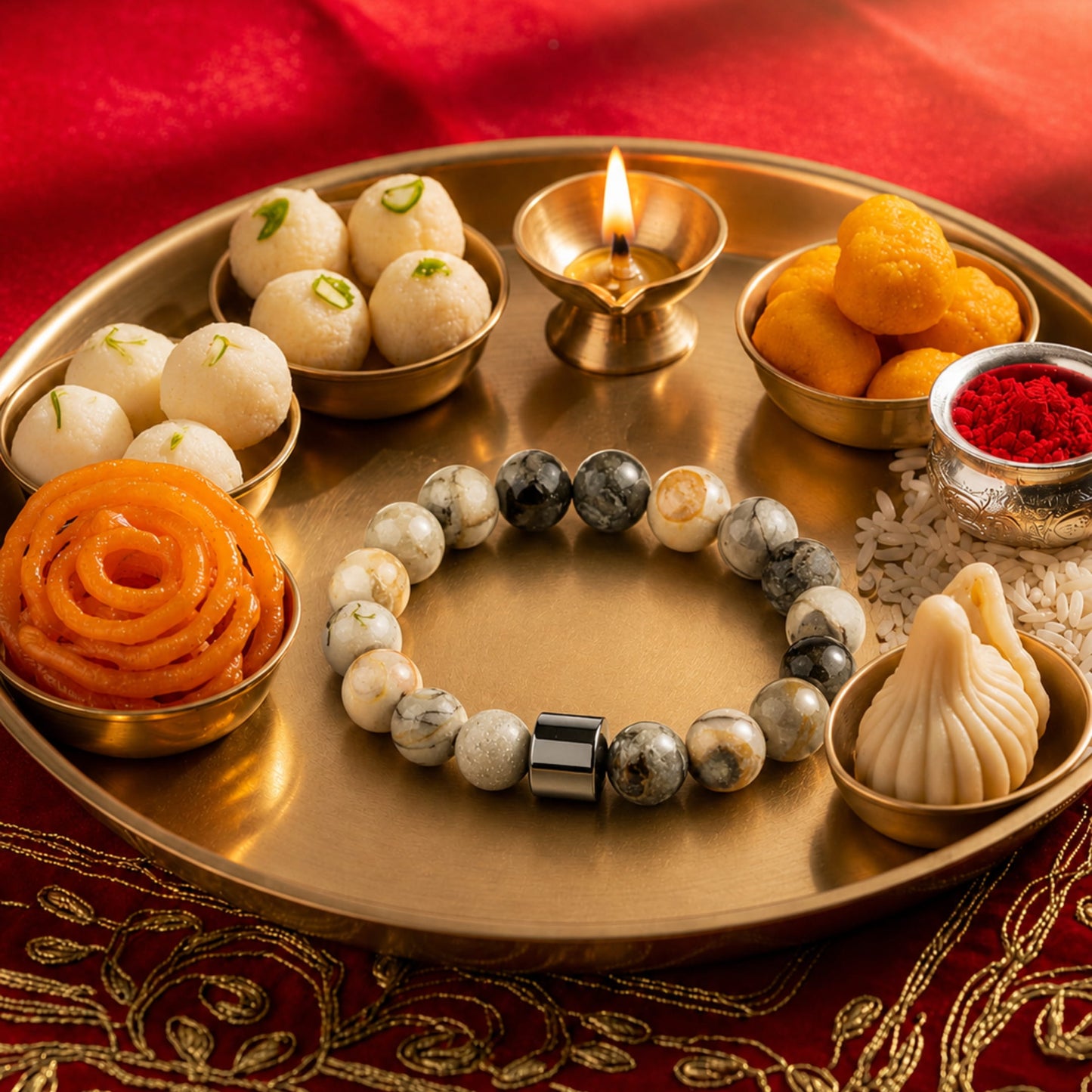 THE MEN THING Bead Bracelet The Perfect Rakhi Gift For Every Brother – AZURITE GALAXY - Premium Beads Bracelets With Timeless Style (7inch)