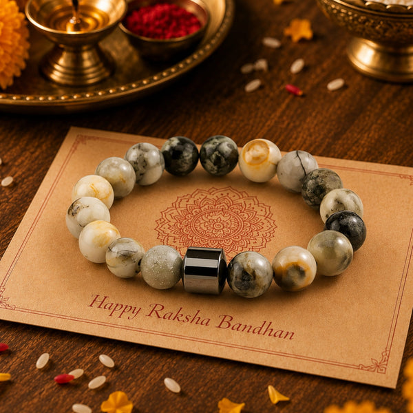 The Perfect Rakhi Gift For Every Brother – AZURITE GALAXY - Premium Beads Bracelets With Timeless Style (7inch)