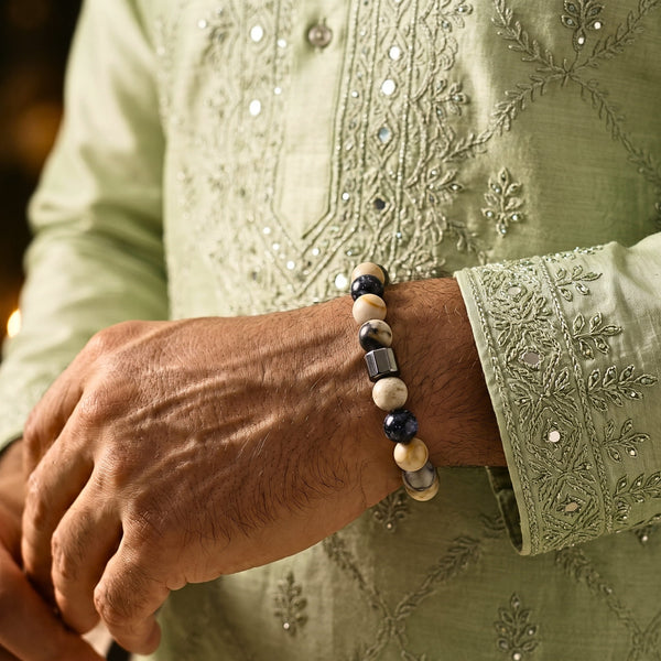 The Perfect Rakhi Gift For Every Brother – AZURITE GALAXY - Premium Beads Bracelets With Timeless Style (7inch)