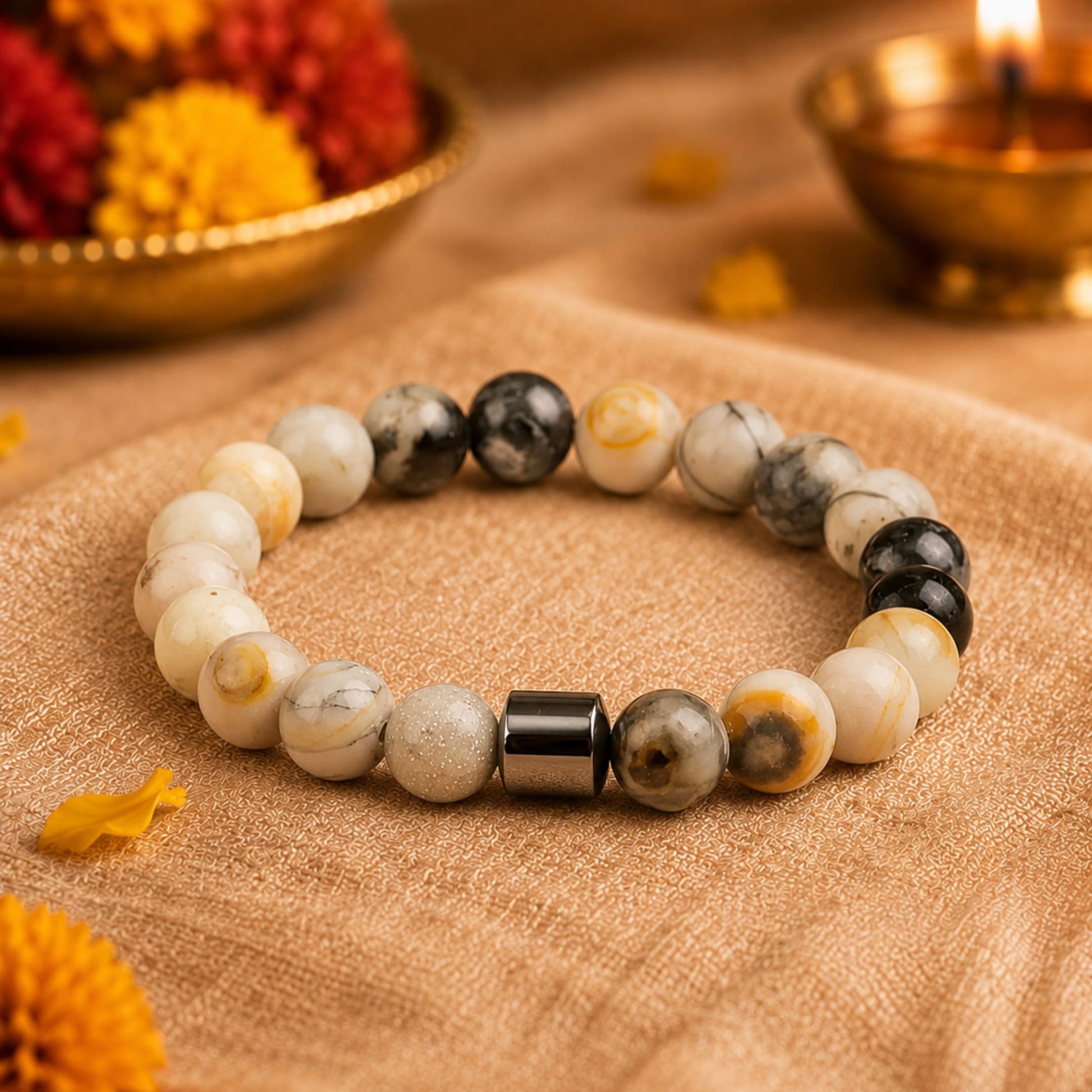 THE MEN THING Bead Bracelet The Perfect Rakhi Gift For Every Brother – AZURITE GALAXY - Premium Beads Bracelets With Timeless Style (7inch)