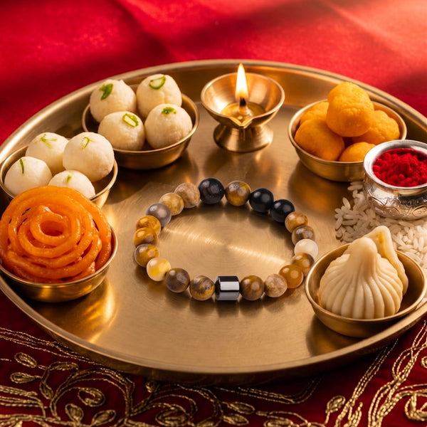 The Perfect Rakhi Gift For Every Brother – AZURITE MARBLE - Premium Beads Bracelets With Timeless Style (7inch)