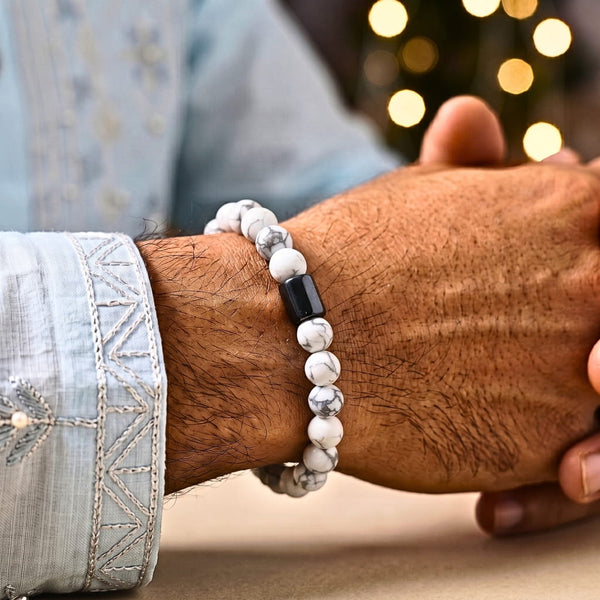 The Perfect Rakhi Gift For Every Brother – AZURITE MOONLIGHT LUSTRE - Premium Beads Bracelets With Timeless Style (7inch)