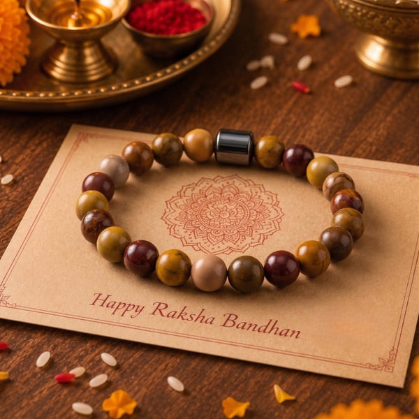 The Perfect Rakhi Gift For Every Brother – AZURITE POLYCHROMATIC - Premium Beads Bracelets With Timeless Style (7inch)