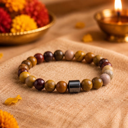 THE MEN THING Bead Bracelet The Perfect Rakhi Gift For Every Brother – AZURITE POLYCHROMATIC - Premium Beads Bracelets With Timeless Style (7inch)