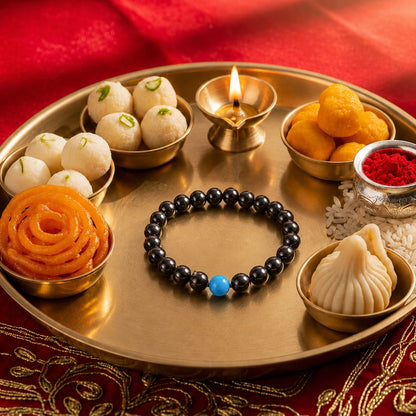 THE MEN THING Bead Bracelet The Perfect Rakhi Gift For Every Brother – COBALT BLUE - Premium Beads Bracelets With Timeless Style (7inch)