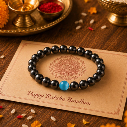 THE MEN THING Bead Bracelet The Perfect Rakhi Gift For Every Brother – COBALT BLUE - Premium Beads Bracelets With Timeless Style (7inch)