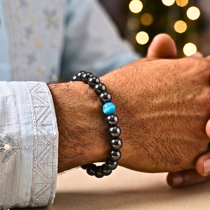 THE MEN THING Bead Bracelet The Perfect Rakhi Gift For Every Brother – COBALT BLUE - Premium Beads Bracelets With Timeless Style (7inch)
