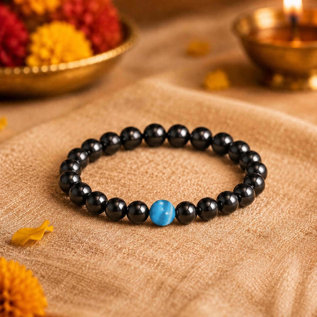 THE MEN THING Bead Bracelet The Perfect Rakhi Gift For Every Brother – COBALT BLUE - Premium Beads Bracelets With Timeless Style (7inch)