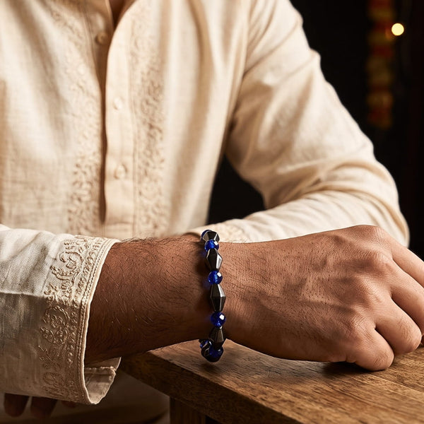 The Perfect Rakhi Gift For Every Brother – CONE SHAPE BLUE - Premium Beads Bracelets With Timeless Style (7inch)