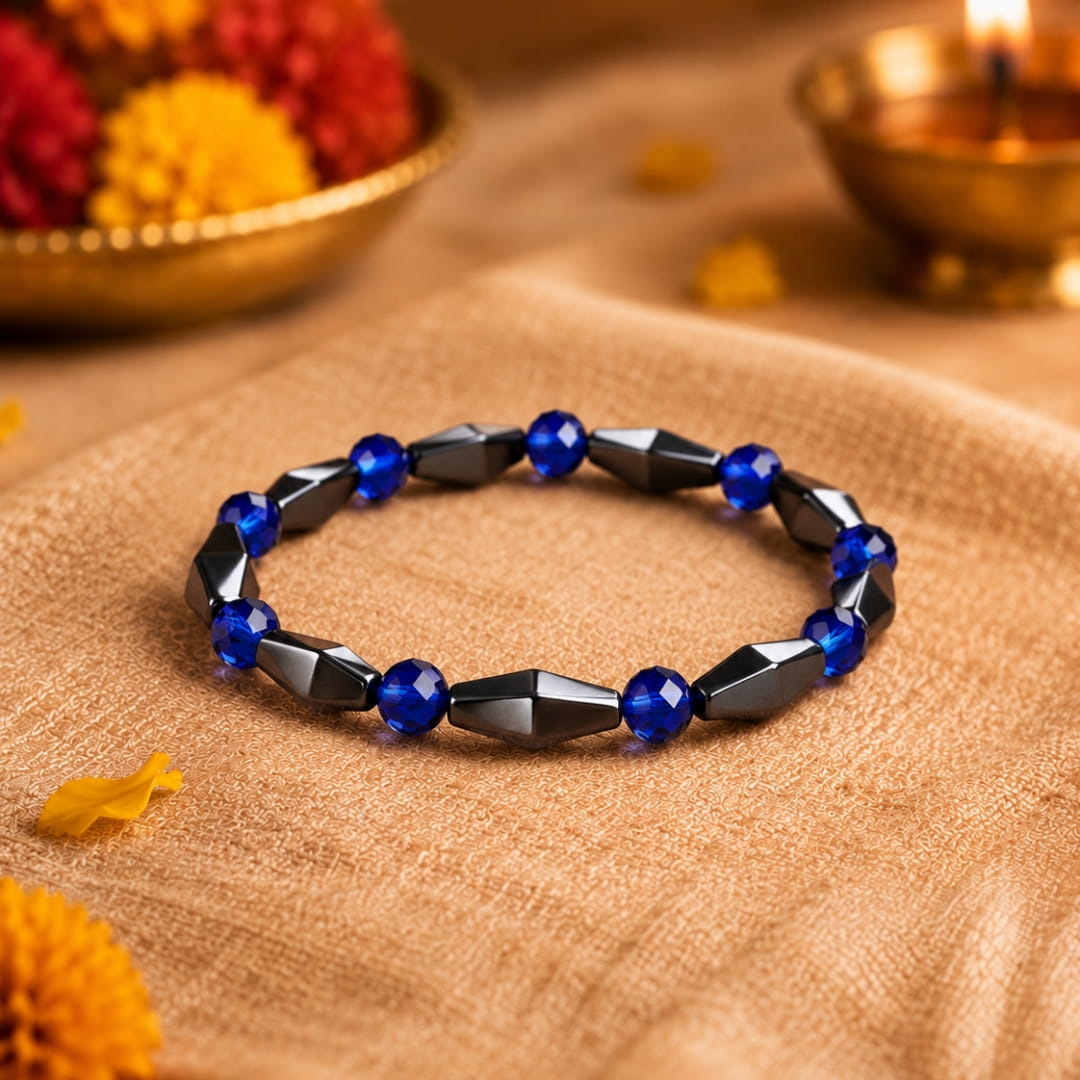 THE MEN THING Bead Bracelet The Perfect Rakhi Gift For Every Brother – CONE SHAPE BLUE - Premium Beads Bracelets With Timeless Style (7inch)