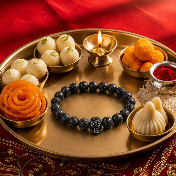 The Perfect Rakhi Gift For Every Brother – LAVA SKULL DARK NIGHT - Premium Beads Bracelets With Timeless Style (7inch)