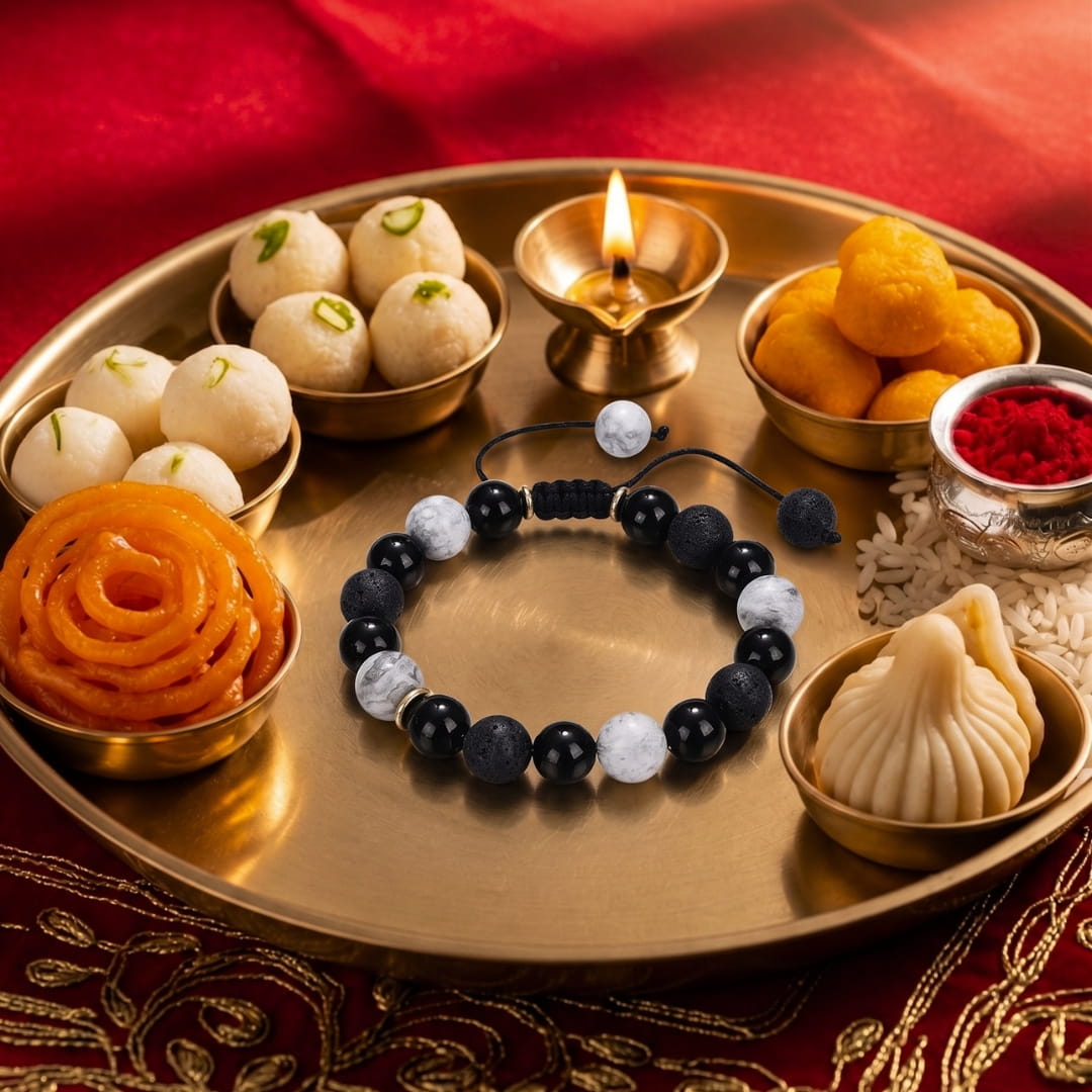 THE MEN THING Bead Bracelet The Perfect Rakhi Gift For Every Brother – MAGIC NIGHT - Premium Beads Bracelets With Timeless Style (Adjustable)