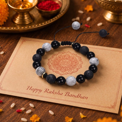 THE MEN THING Bead Bracelet The Perfect Rakhi Gift For Every Brother – MAGIC NIGHT - Premium Beads Bracelets With Timeless Style (Adjustable)