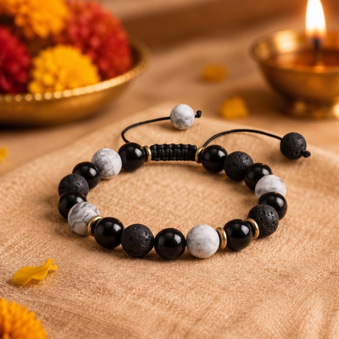 THE MEN THING Bead Bracelet The Perfect Rakhi Gift For Every Brother – MAGIC NIGHT - Premium Beads Bracelets With Timeless Style (Adjustable)