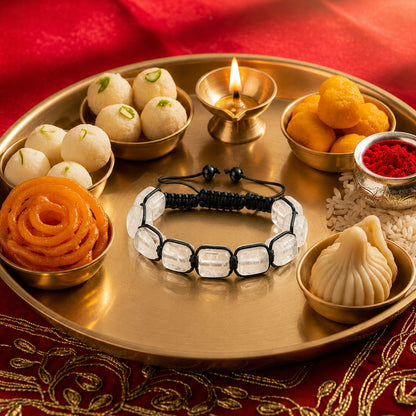 THE MEN THING Bead Bracelet The Perfect Rakhi Gift For Every Brother – MOONSTONE SQUARE - Premium Beads Bracelets With Timeless Style (Adjustable)