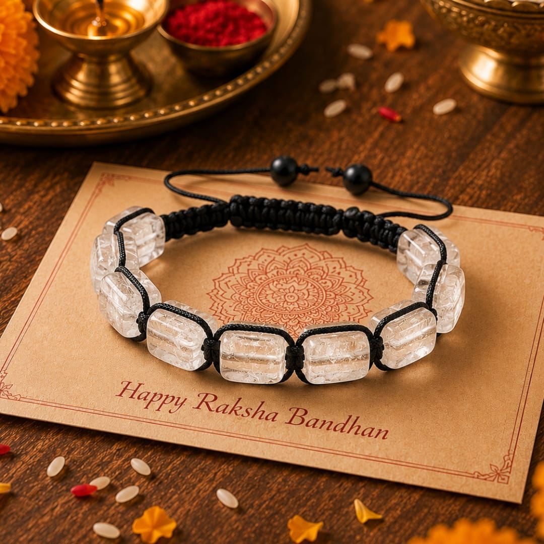 THE MEN THING Bead Bracelet The Perfect Rakhi Gift For Every Brother – MOONSTONE SQUARE - Premium Beads Bracelets With Timeless Style (Adjustable)