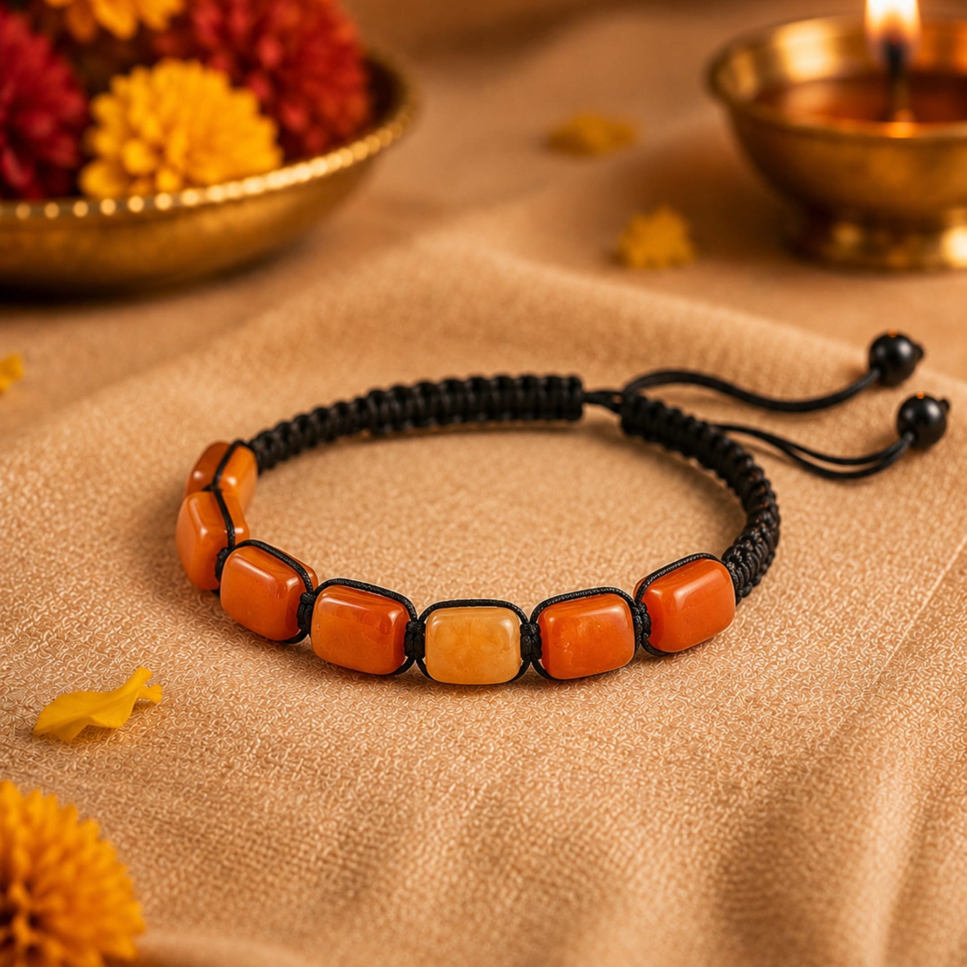 THE MEN THING Bead Bracelet The Perfect Rakhi Gift For Every Brother – MOSAIC SQUARE - Premium Beads with Natural Stone Bracelets With Timeless Style (Adjustable)