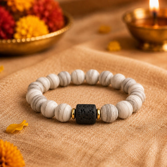 THE MEN THING Bead Bracelet The Perfect Rakhi Gift For Every Brother – NOIR ORBIT - Premium Beads Bracelets With Timeless Style (7inch)