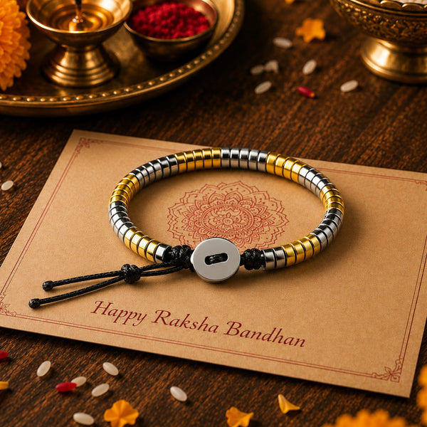 The Perfect Rakhi Gift For Every Brother – SLEEK ITALY - Gold & Silver Tone - Premium Steel Beads Bracelets With Timeless Style (8inch)