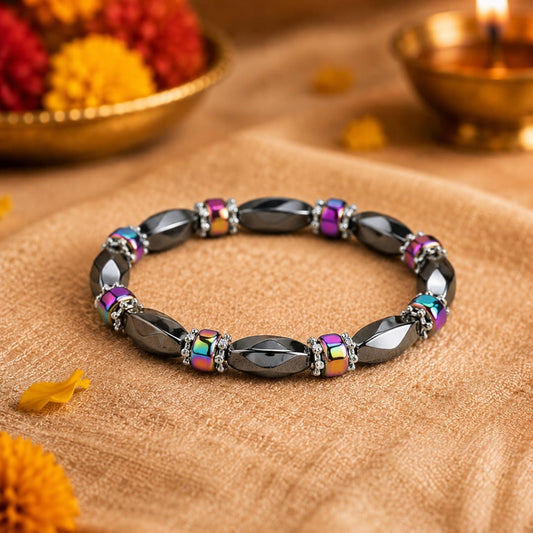 THE MEN THING Bead Bracelet The Perfect Rakhi Gift For Every Brother – SOLACE BLACK - Premium Beads with Natural Stone Bracelets With Timeless Style (7inch)
