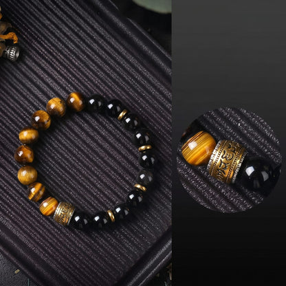 THE MEN THING Bead Bracelet TIGER ROYAL - 12mm Beads Bracelet with Natural Stone Adjustable Bracelet for Men & Boys