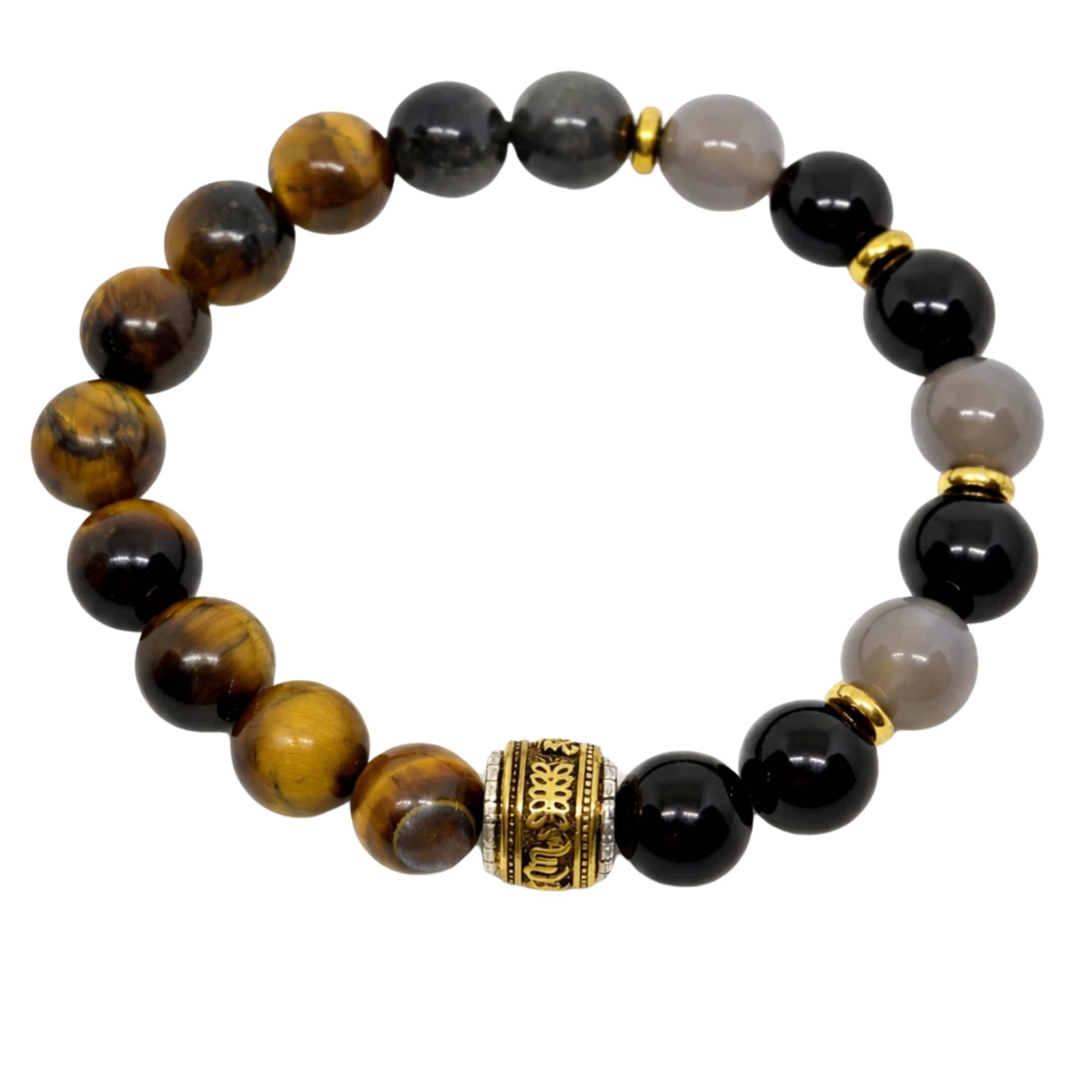 THE MEN THING Bead Bracelet TIGER ROYAL - 12mm Beads Bracelet with Natural Stone Adjustable Bracelet for Men & Boys