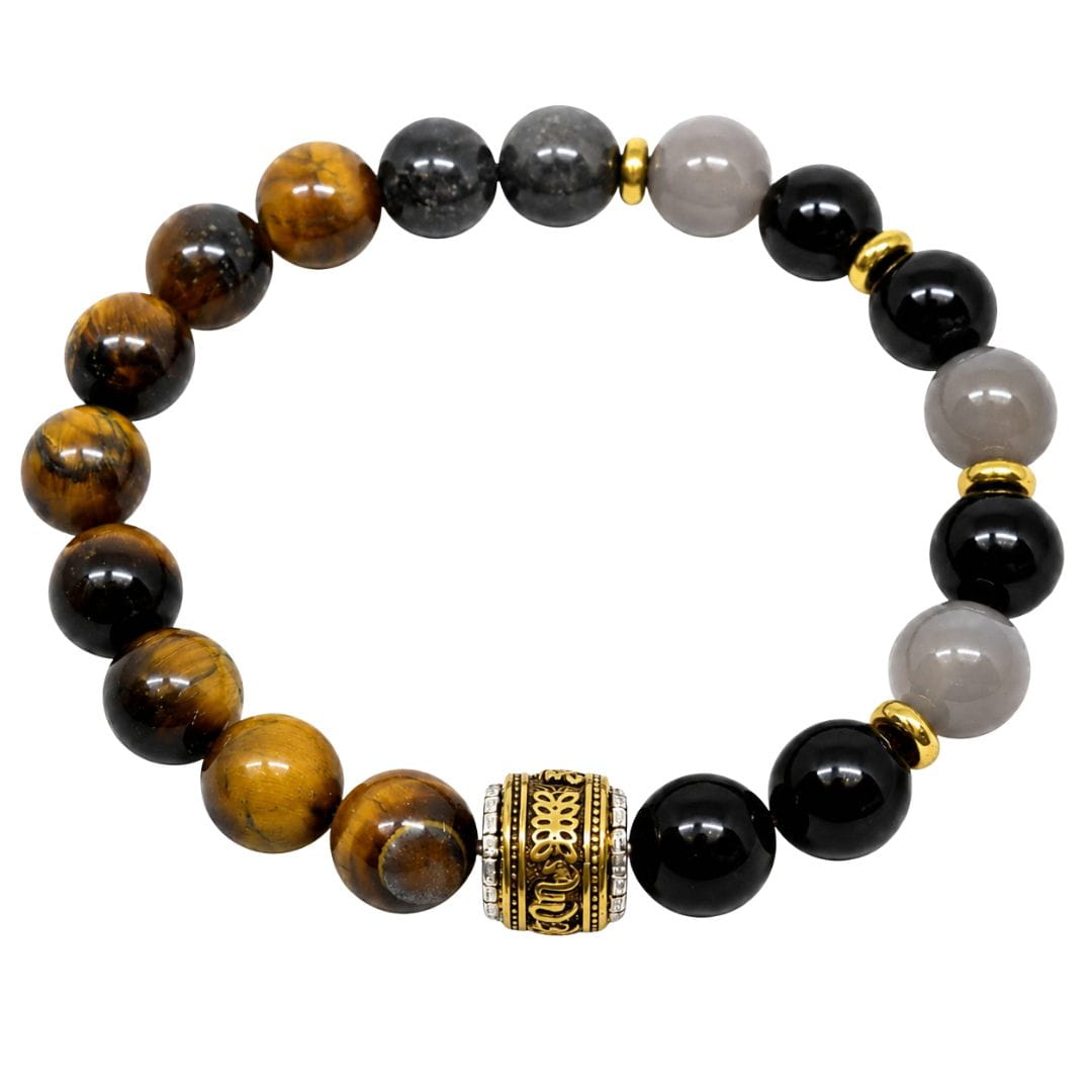 THE MEN THING Bead Bracelet TIGER ROYAL - 12mm Beads Bracelet with Natural Stone Adjustable Bracelet for Men & Boys