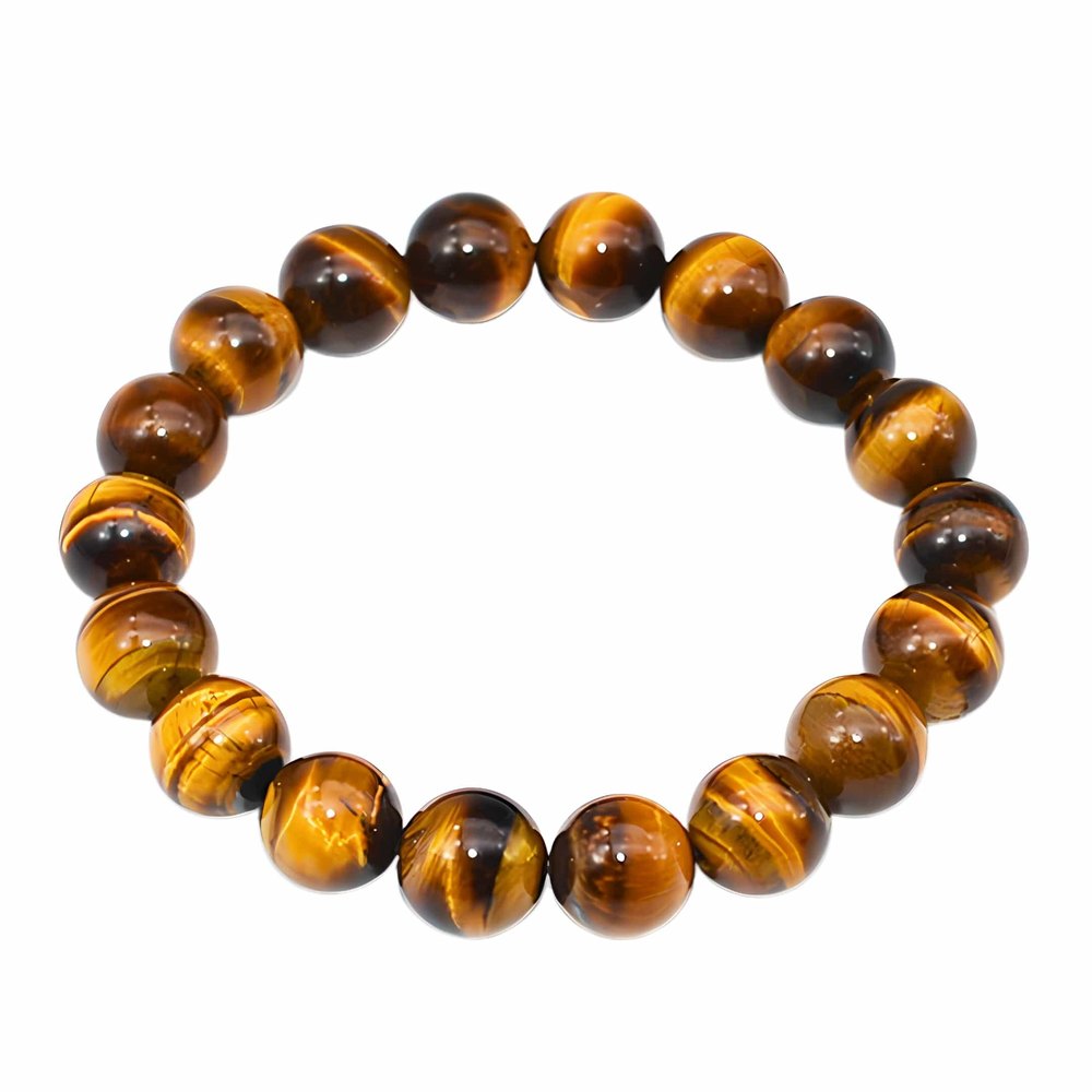 THE MEN THING Bead Bracelet TIGORA TIGERS EYE - 12mm Beads Bracelet with Natural Stone - Adjustable Bracelet