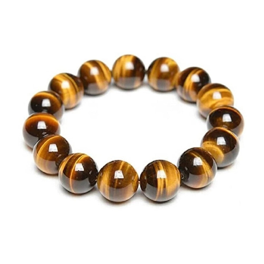 THE MEN THING Bead Bracelet TIGORA TIGERS EYE - 12mm Beads Bracelet with Natural Stone - Adjustable Bracelet
